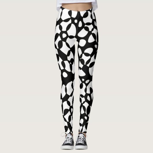 Cellen Abstraction Black White Leggings (Voorkant)