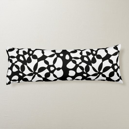 Cellen Abstraction Black White Lichaamskussen (Achterkant)