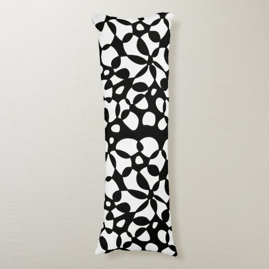 Cellen Abstraction Black White Lichaamskussen (Voorkant Verticaal)