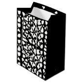 Cellen Abstraction Black White Medium Cadeauzakje (Voorkant Gekanteld)