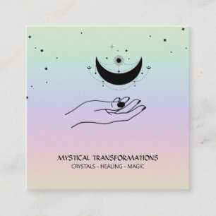 *~* Cellestial Hand Luna Moon Magic Boho Rainbow Vierkante Visitekaartje
