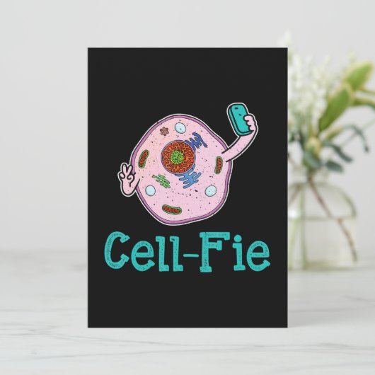 CellFie Funny Biology Science Teacher Pun Gift Feestdagenkaart (Staand voorkant)
