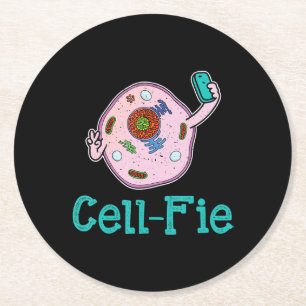 CellFie Funny Biology Science Teacher Pun Gift Ronde Kartonnen Onderzetter
