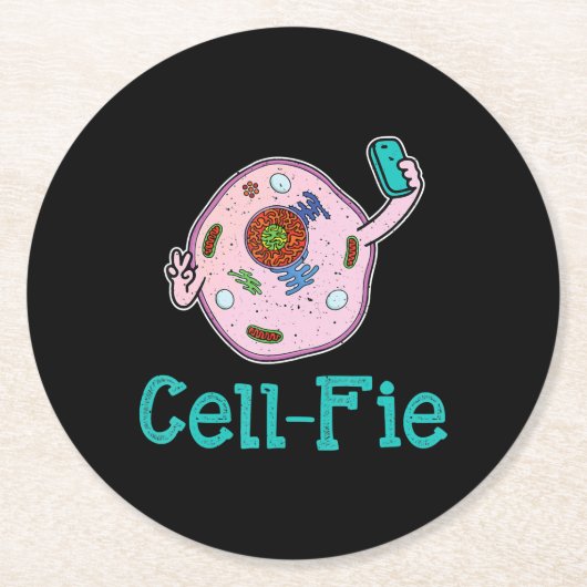 CellFie Funny Biology Science Teacher Pun Gift Ronde Kartonnen Onderzetter (Voorkant)