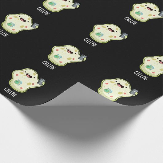 Cellfie Funny Biology Selfie Pun Dark BG Cadeaupapier (Hoek)
