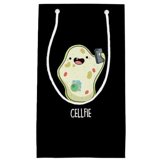 Cellfie Funny Biology Selfie Pun Dark BG Klein Cadeauzakje (Voorkant)