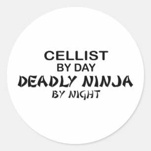 Cellist Deadly Ninja bij nacht Ronde Sticker