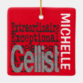 Cellist Extraordinaire CUSTOM Keramisch Ornament (Achterkant)