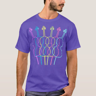 Cellist Gift Idee Cello Speler Neon Cello 70s 80s T-shirt