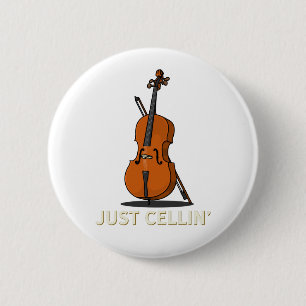 Cellist Just Cellin Musician Nieuwigheid Ronde Button 5,7 Cm