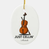 Cellist Just Cellin Performance Music Gepersonalis Keramisch Ornament (Voorkant)