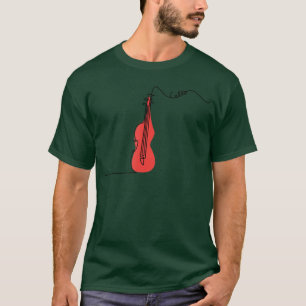 Cellist Muziekorchester Ontwerp OneLine Cello Klei T-shirt