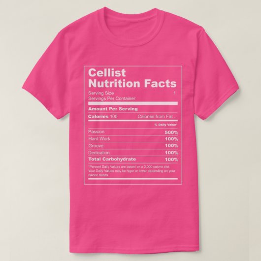 Cellist Nutrition Facts  T-shirt (Design voorkant)