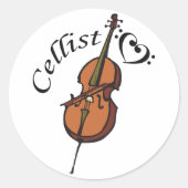 Cellist Ronde Sticker (Voorkant)