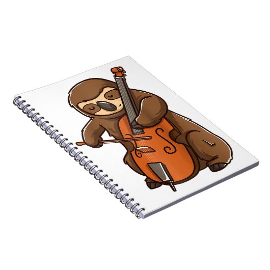 cellist sloth cello player orchestra music animal notitieboek (Rechterzijde)