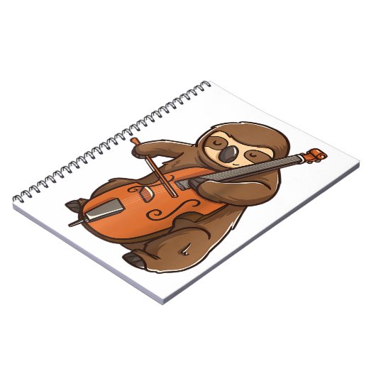 cellist sloth cello player orchestra music animal notitieboek (Linkerzijde)