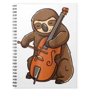 cellist sloth cello player orchestra music animal notitieboek