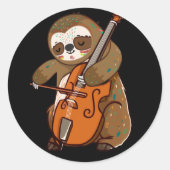 Cellist Sloth Cello Player Orchestra Music Animal Ronde Sticker (Voorkant)
