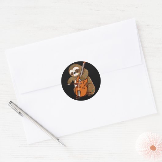 Cellist Sloth Cello Player Orchestra Music Animal Ronde Sticker (Envelop)