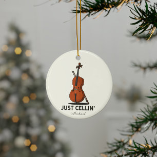 Cellist Uitvoering Muziek Cello Aangepast Alleen C Keramisch Ornament