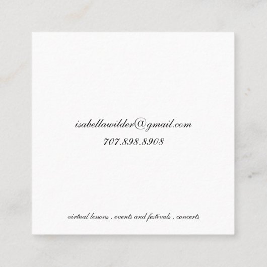 Cellist Vierkante Visitekaartje (Achterkant)