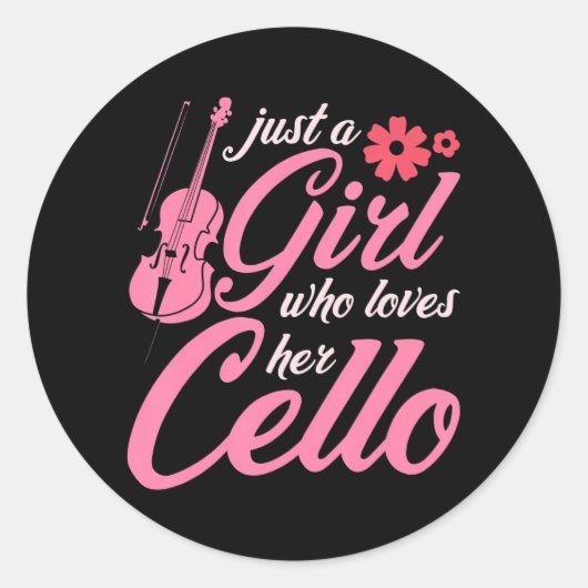 Cellist Vrouwen Klassiek Muziekinstrument Cello Ronde Sticker (Voorkant)