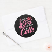 Cellist Vrouwen Klassiek Muziekinstrument Cello Ronde Sticker (Envelop)