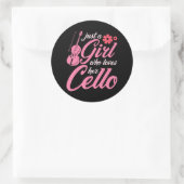 Cellist Vrouwen Klassiek Muziekinstrument Cello Ronde Sticker (Tas)