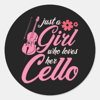 Cellist Vrouwen Klassiek Muziekinstrument Cello Ronde Sticker