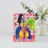 Cellist Waterverf Briefkaart (Staand voorkant)