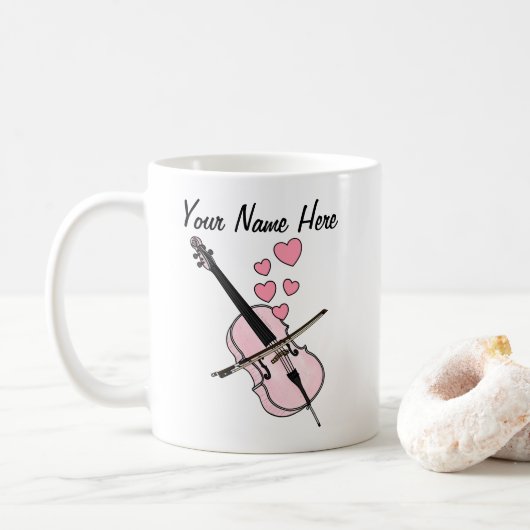 Cello Aangepaste bruiloft Mok Cellist Muzikant Gif (Met donut)