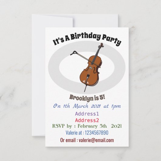 Cello-afbeelding cartoon kaart (Voorkant)