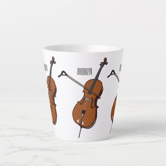 Cello-afbeelding cartoon latte mok (Voorkant)