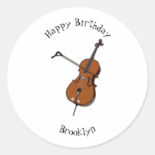 Cello-afbeelding cartoon ronde sticker (Voorkant)