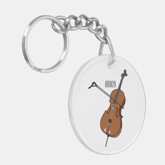 Cello-afbeelding cartoon sleutelhanger (Voorkant Links)