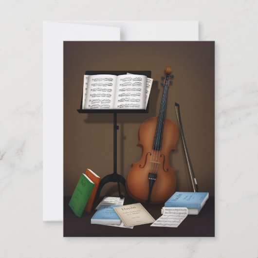 Cello Amid Music Books en Scores Classical Music Notitiekaartje (Voorkant)