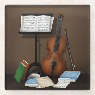 Cello Amid Music Books & Scores klassieke muziek Glazen Onderzetter