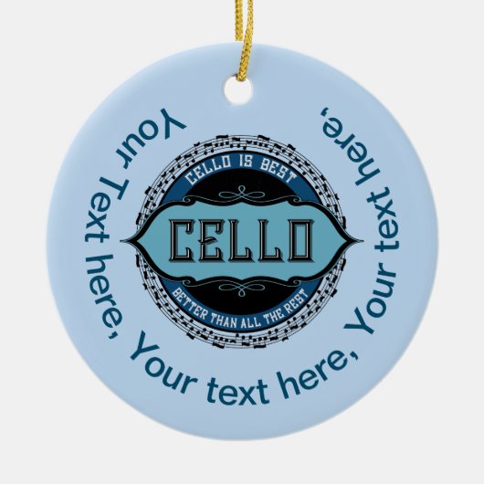  cello beste muziek notitie cirkel keramisch ornament (Voorkant)