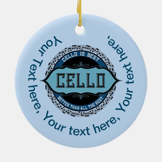  cello beste muziek notitie cirkel keramisch ornament (Achterkant)