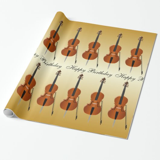Cello Birthday Cadeaupapier (Uitgerold)