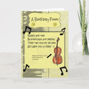 Cello Birthday Poem Kaart