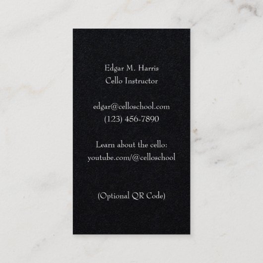 Cello & Bow Klassieke muzikant Premium (donker) Visitekaartje (Achterkant)