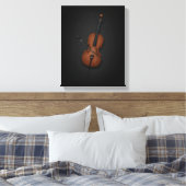 Cello & Bow Side by Side On 11x14 Black Canvas (Insitu (Slaapkamer))