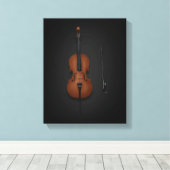 Cello & Bow Side by Side On 11x14 Black Canvas Afdruk (Insitu (Houten vloer))