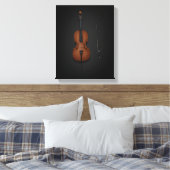 Cello & Bow Side by Side On 11x14 Black Canvas Afdruk (Insitu (Slaapkamer))
