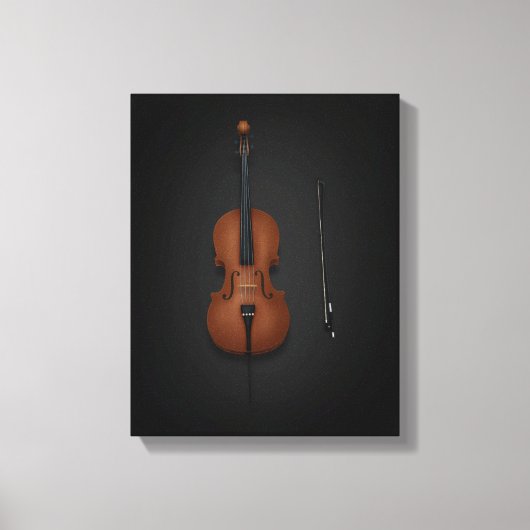 Cello & Bow Side by Side On 11x14 Black Canvas Afdruk (Voorkant)