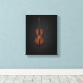 Cello & Bow Side by Side On 8x10 Black Canvas Afdruk (Insitu (Houten vloer))