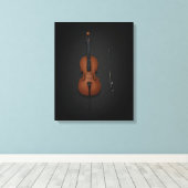 Cello & Bow Side-by-side op 16x20 zwart Canvas Afdruk (Insitu (Houten vloer))