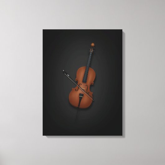 Cello & Bow Side-by-side op 18x24 Black Canvas Afdruk (Voorkant)