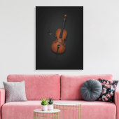 Cello & Bow Side-by-side op 18x24 Black Canvas Afdruk (Insitu (Woonkamer))